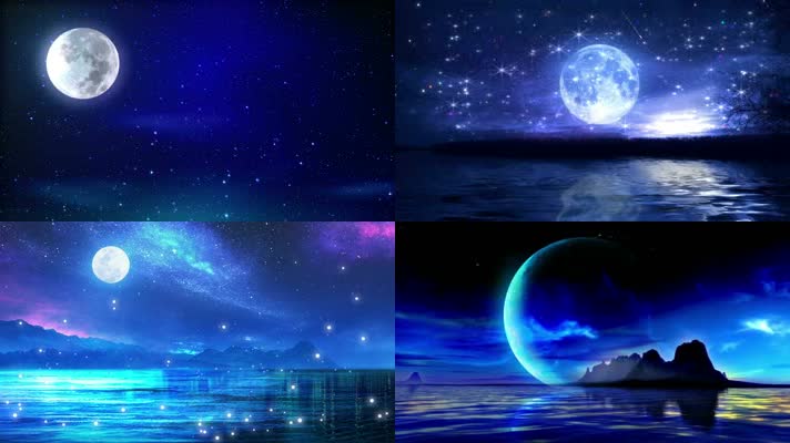 月亮代表我的心唯美梦幻意境月色(有音乐)舞台背景