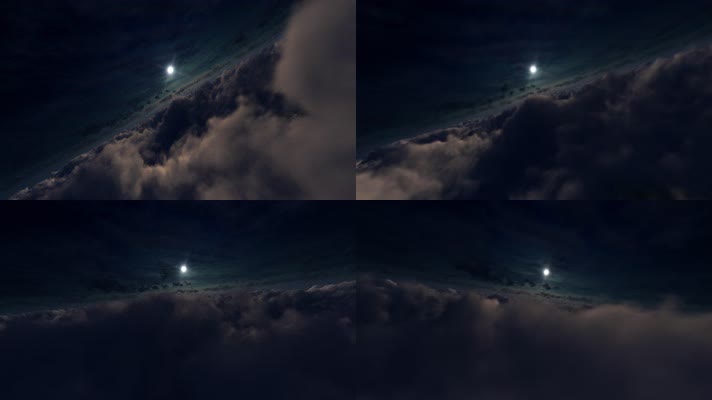 夜晚云层穿梭翻转