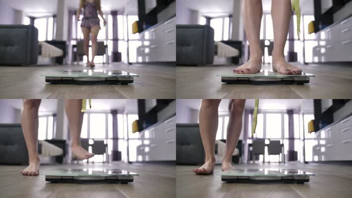 美女测量体重视频素材