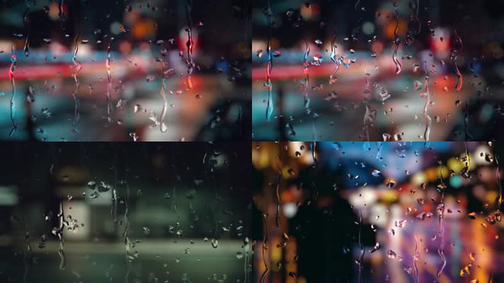 唯美意境雨天空镜头玻璃上雨水滑落