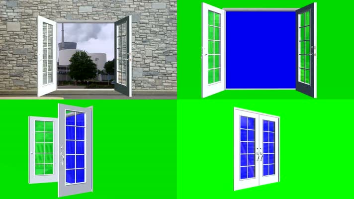 绿幕玻璃门窗户抠像素材