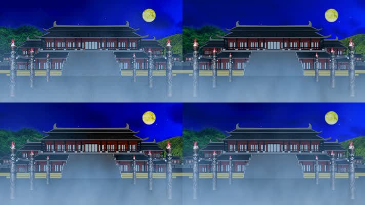 古典汉代宫殿循环夜景晚上舞台背景,中国元素舞台背景下载,高清1280x