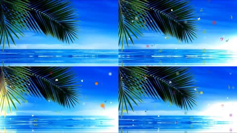 海边风景海浪棕榈树舞台循环