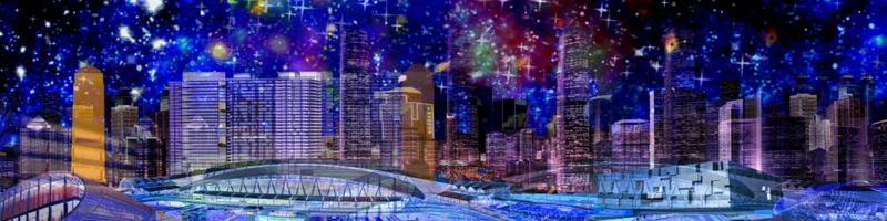 城市夜景超宽屏舞台