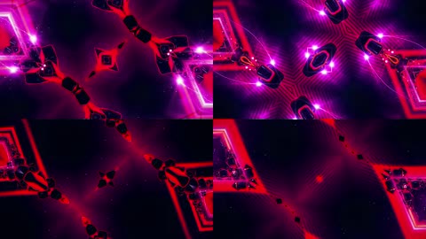 玫红镭射夜店VJ抽象的灯光万花筒