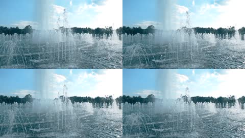 公园喷泉延时拍摄慢动作