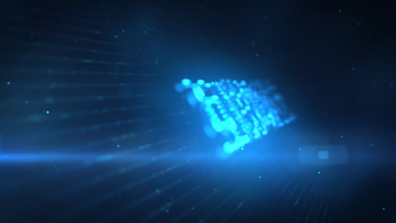 蓝色粒子科技LOGO标志片头演绎模版