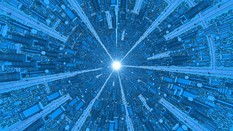 4K楼房城市建筑隧道穿梭