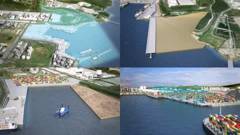 3D港口码头建设集装箱物流贸易