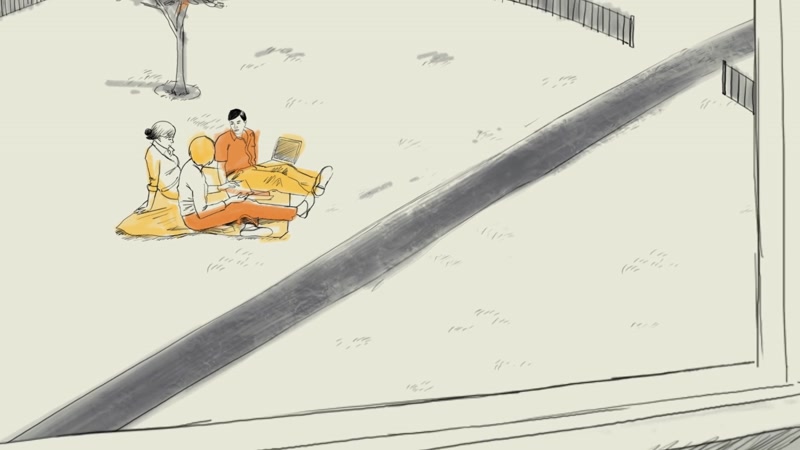 痛苦的强直性脊柱炎病人水彩动画 痛苦的强直性脊柱炎病人水彩动画