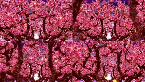 桃花树动态背景LED大屏