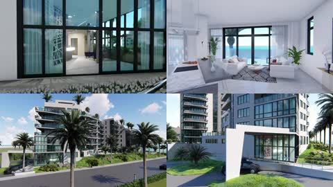3D建筑海景高端住宅房地产动画