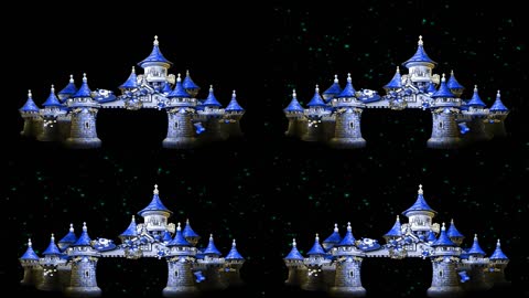 卡通夜晚星空城堡童话场景