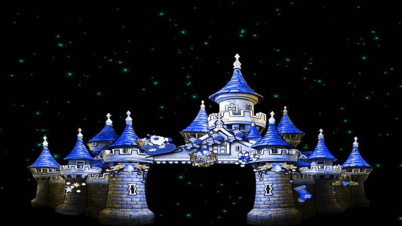 卡通夜晚星空城堡童话场景