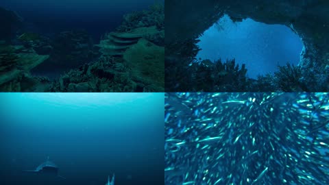 3D海底世界珊瑚礁鲨鱼群海洋生物