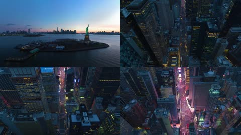 美国纽约上空航拍实景视频
