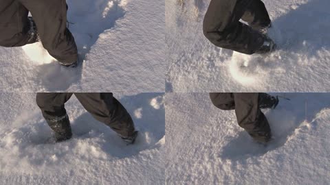 雪地行走视频素材