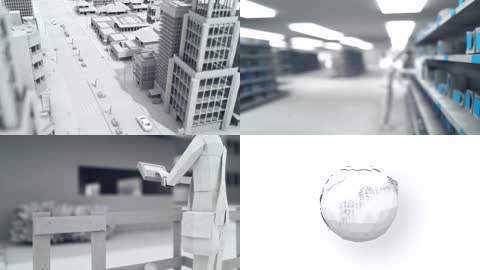 3D创意卡通折纸城市生活动画