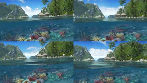 3D唯美海岛潜水珊瑚海底世界