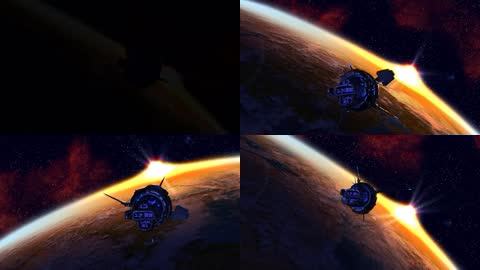 3D卫星宇宙地球日出背景视频