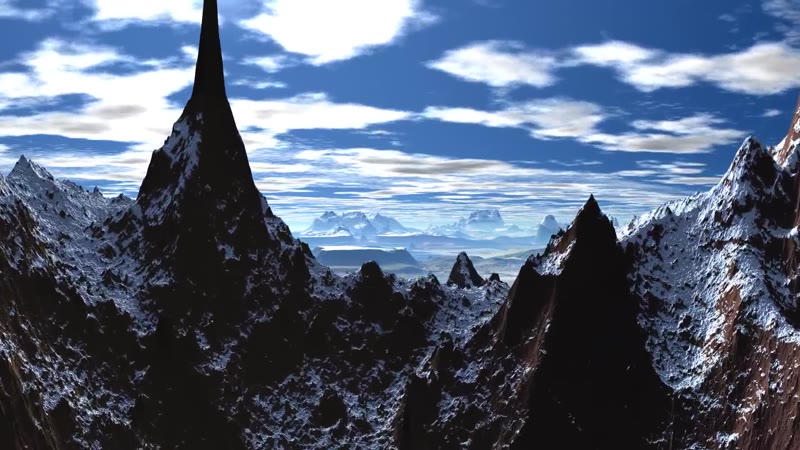 CG震撼金属特效蓝天高山