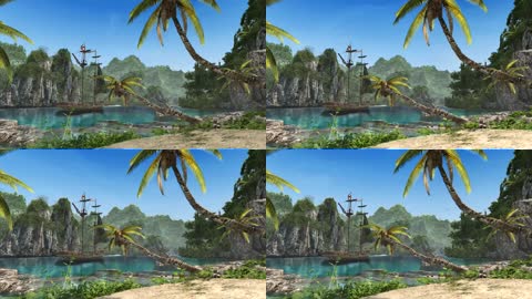 3D唯美海岛天堂岛屿植物风景