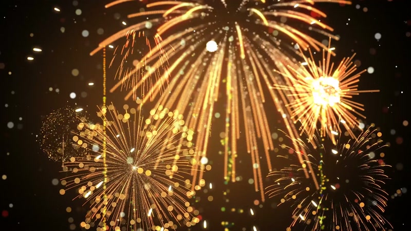 金色色调粒子烟花梦幻背景