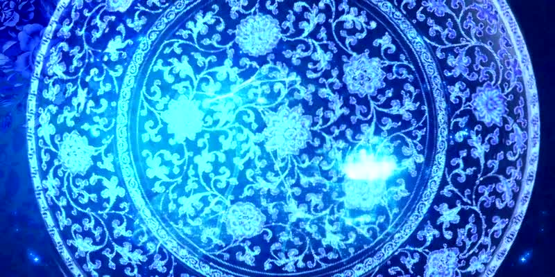 青花瓷蓝光粒子花瓣飞舞背景