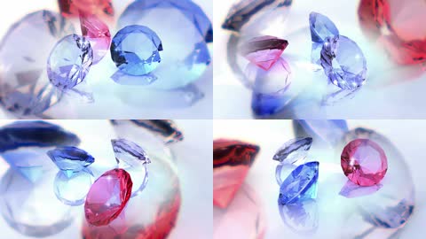 奢华贵气蓝色红色钻石摆放旋转