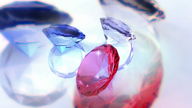 奢华贵气蓝色红色钻石摆放旋转