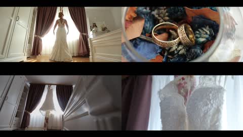温馨的婚礼前穿婚纱高清实拍视频