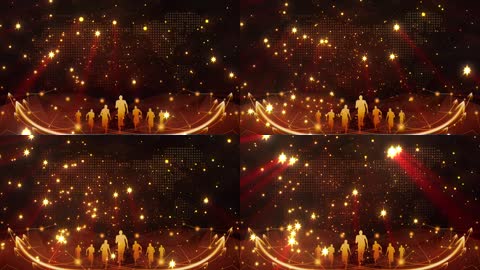 华丽金色星光粒子晚会演绎开场