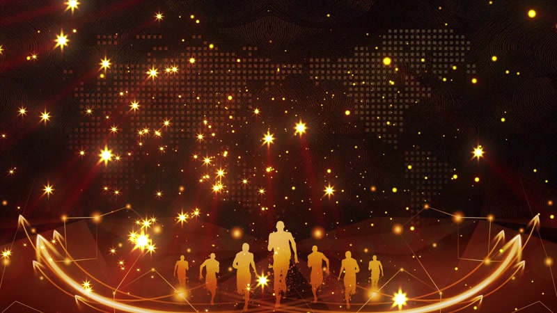 华丽金色星光粒子晚会演绎开场