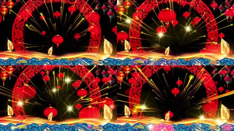 喜庆节日大红灯笼光线LED舞台