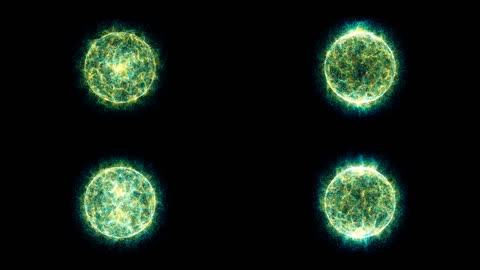 能量活跃3D圆球旋转运动粒子飘散飞舞视觉球体舞台LED背景视频素材