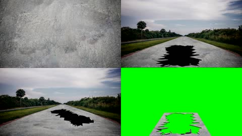 4K道路塌陷绿屏抠像特效