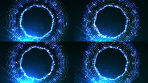 蓝色色调粒子动感圆形晚会背景视频素材