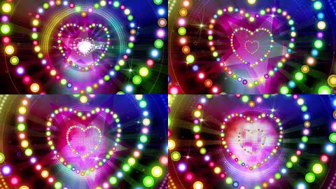 多彩心形灯光背景视频