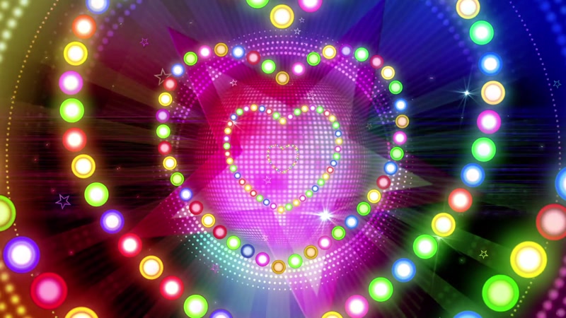 多彩心形灯光背景视频