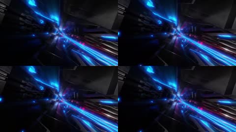 蓝色科幻霓虹灯立体空间穿梭舞台背景