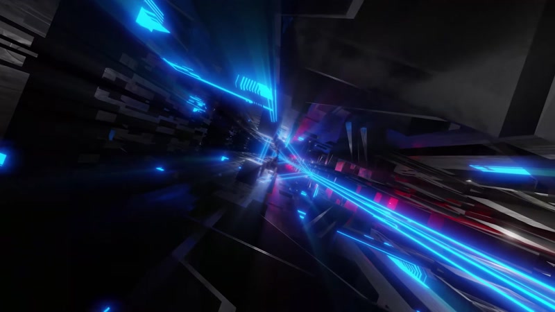 蓝色科幻霓虹灯立体空间穿梭舞台背景