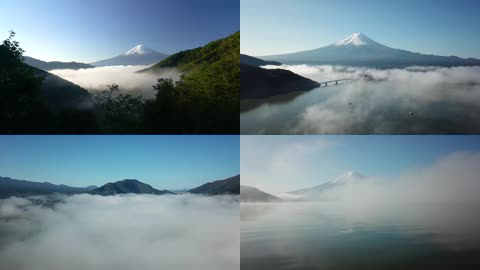 3k日本富士山河口湖云雾仙境