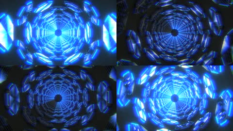 蓝色绚丽灯光隧道