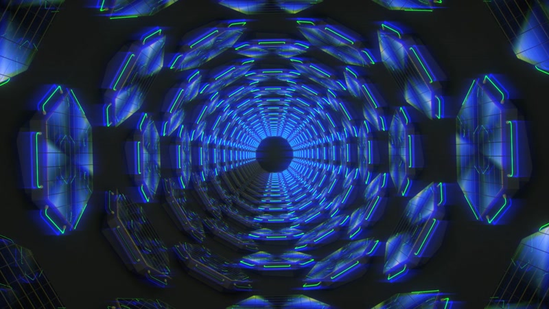 蓝色绚丽灯光隧道