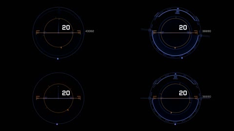 炫酷科技智能指标旋转时空变迁视觉轮廓空中导航LED背景视频素材
