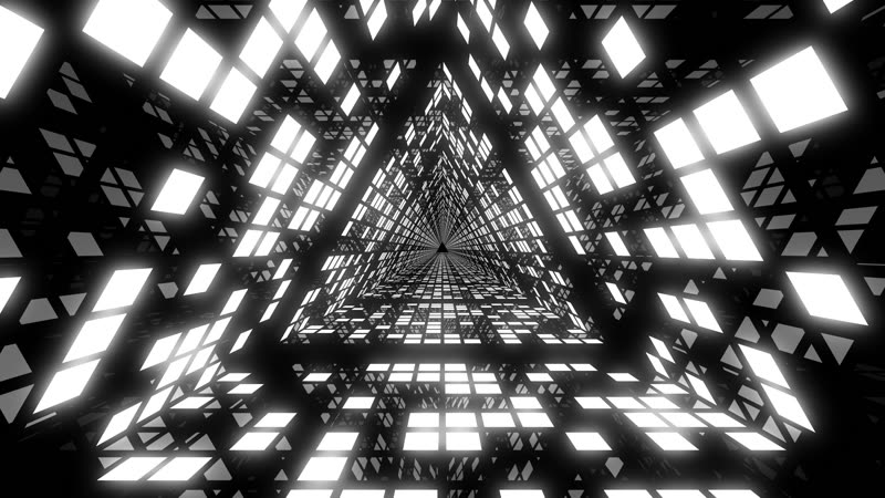 三角黑白隧道灯光无线循环背景