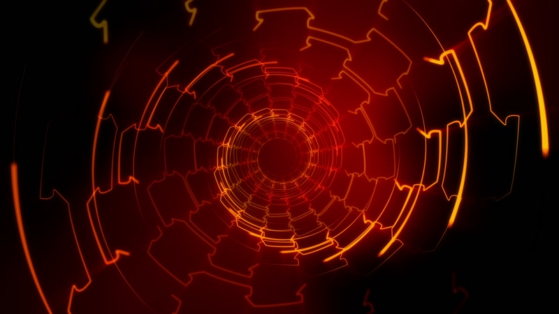 红色虚拟光效隧道循环