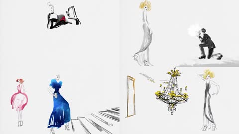 水墨风模特T台走秀