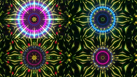 动感舞台炫酷万花筒圆圈节奏变化VJ