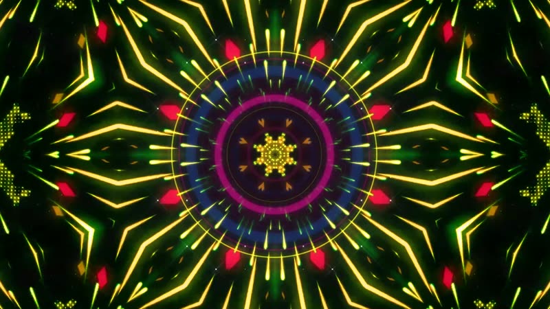 动感舞台炫酷万花筒圆圈节奏变化VJ